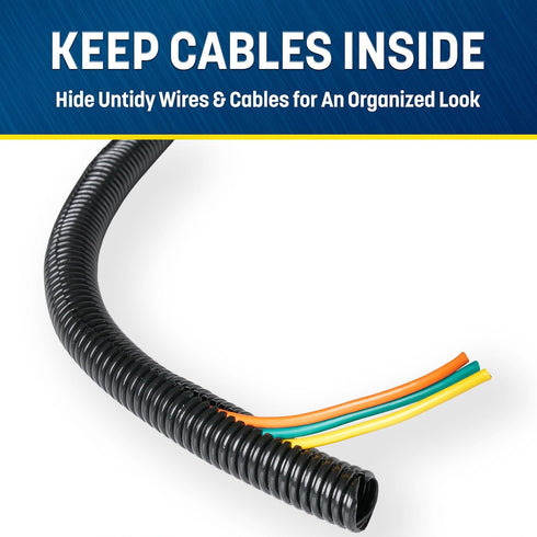 GS Power Wire Loom – 1/2 Inch x 25 Ft Split Cable Sleeves for Industrial Electrical Wires – High Temperature Cable Conduit...