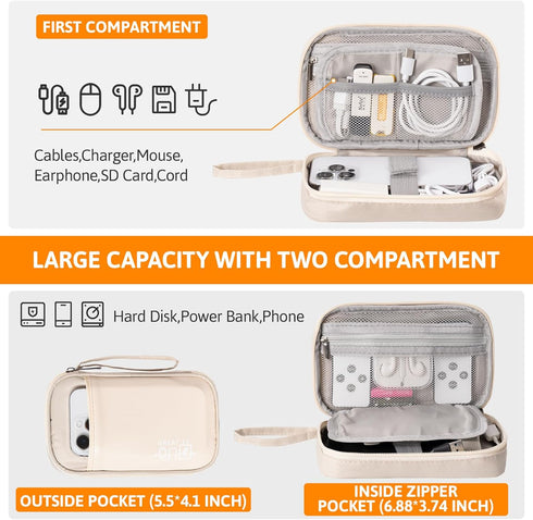 Electronics Organizer, OrgaWise Electronic Accessories Bag Storage Case Travel Waterproof Bag for Phones, Cables, Chargers (S2-Beige)...