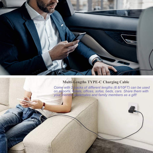 USB C Wall Charger with Cable, Eversame Type C Fast Charger Block with 10FT + 6FT USB C Type Cable Compatible with Samsung Galaxy S10/S10+/S9/S9+/...