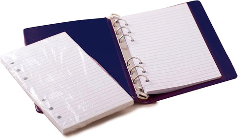 HNR Blue Loose-Leaf Memo Book, 6 3/4 x 3 3/4", 6-Ring Binder, 80 Pages + Free Refill 80 Pages...