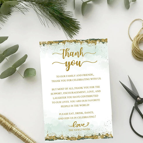 TENTADO 50 Wedding Thank You Place Cards, Thank You Table Sign, Wedding Reception Thank You Cards, Perfect for Table Centerpieces and Wedding Deco...