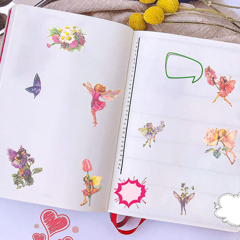 90 Pieces Fairy Stickers for Scrapbook, Transparent Flower Fairy Patch for Scrapbooking Hand Ledger Phone Case Laptop Diary DIY Crafts - (Undertin...