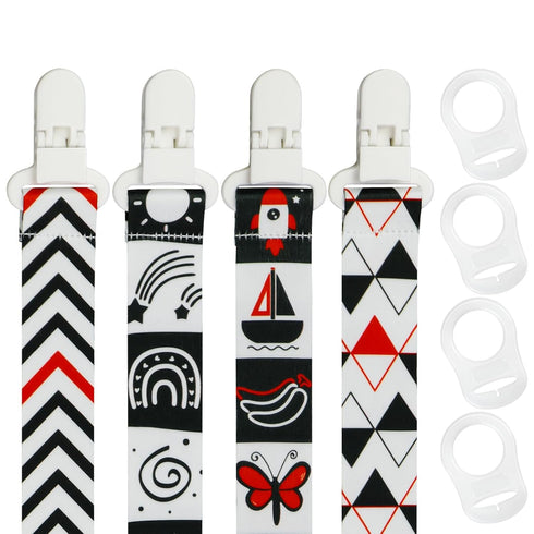 Boho Pacifier Clips for Girls, 4 Pack Pacifier Strap with Adapters for Girls, Pacifier Holder Binky Clips, Baby Girl Newborn Essentials for Baby T...