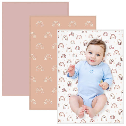 Geelin 3 Pcs PU Baby Diaper Changing Pad 20 x 28 Inches Foldable Portable Changing Mat Travel Waterproof Changing Pad Liner for Baby, Small Toddle...
