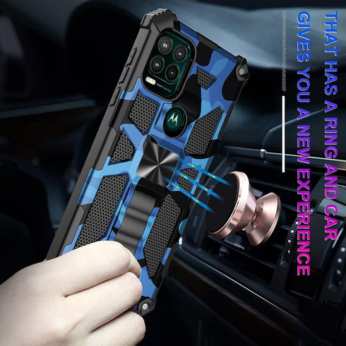 Shockproof Camouflage Military Grade Drop Tested Phone Case with Built in Kickstand with Screen Protector Holster Belt Clip Fits for Moto G Stylus...