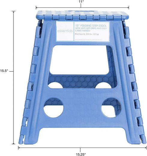 21048 15-Inch Folding Step Stool, Wide Folding Step Stool, Plastic Step Stools For Adults, Garden Step Stool, Foldable High Stool...