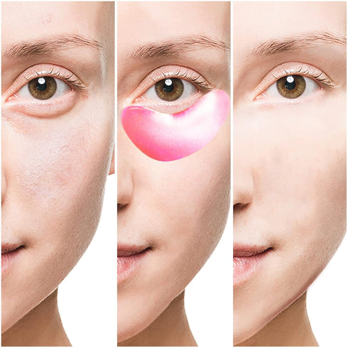 Pink Collagen Eye Mask, 30 Pairs Crystal Gold Under Eye Patches For Puffy Eyes and Dark Circles – Look Less Tired and Reduce Wrinkles and Fine Lin...