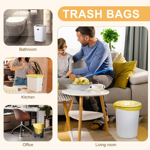 5 Rolls Small Trash Garbage Bags, 2.6 Gallon Strengthen Trash Bags, Durable Plastic Bags for Kitchen Office Home Bedroom Garden Waste Bin, Fit 10 ...