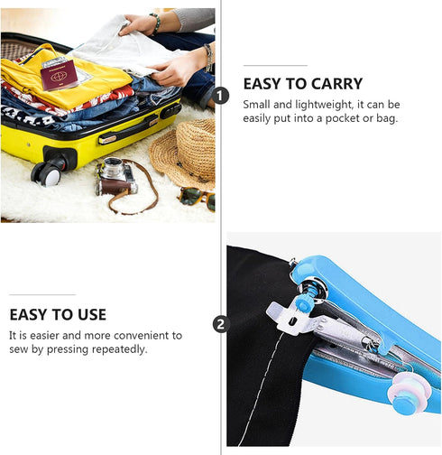 Blue Handheld Sewing Machine, Portable Mini Manual Sewing Machine Handy Needlework Tool Mini Sewer Machine Hand Stitcher Sewing Machine, Quilting ...