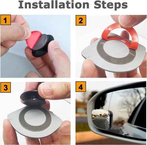 Blind Spot Mirror, Fan Shape Blind Spot Mirror, Upgrade HD Glass Wide Angle Fan Shaped Mirror, Frameless 360° Adjustable Convex Rear View Mirror f...