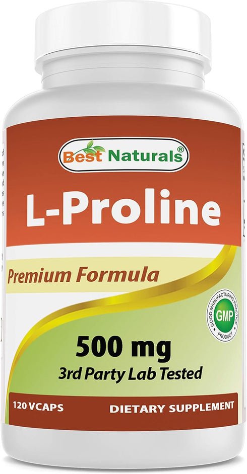Best Naturals L-proline Amino Acid Dietary Supplement 500 Mg, 120 Count (817716014456)...