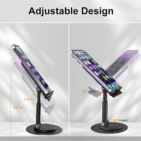 8849 Folding Phone Stand, Height Angle Adjustable Desktop Cell Phone Stand Holder for Desk, Anti-Slip Foldable Desk Phone Holder Compatible for iP...