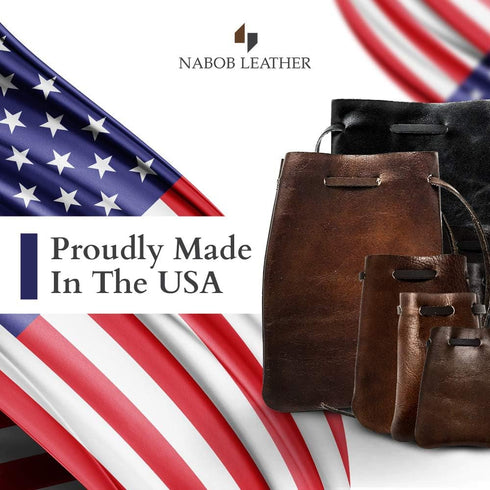 Nabob Leather Leather Drawstring Pouch, Coin Bag, Medicine Tobacco Pouch Medieval Reenactment Made in U.S.A Size 3.75" x 2.75"...