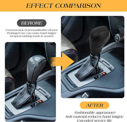 2 Pcs Black Fashionable Gear Shift Knob Covers for Most Cars, Comfortable Waterproof Sweat-proof Silicone Gear Lever Cover, Anti-Slip Protective C...