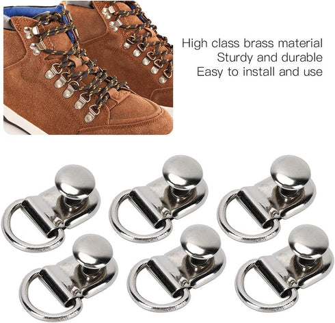 100 Sets Shoelace Hooks, Shoe Boot Laces Hooks Metal Stud Fasteners D Ring Eyelet Buckles with Rivets for Hiking Boots Repair Leather Boot Shoes...