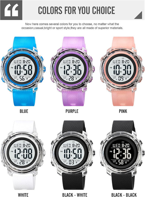 Watches for Men Multifunctional Waterproof Watch LED Digital Watch Transparent Case Silicone Strap Sports Watch...