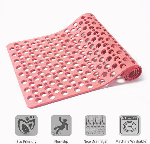 Nonslip Bathtub Mat Extra Soft TPE Bath Mat for Kids, Machine Washable Bathroom Shower Mat, Smooth/Non-Textured Tubs Only, 30L x 17W Inch (Pink)...