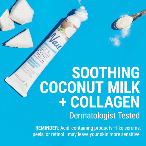 NAIR Prep & Smooth Face, Exfoliating Facial Hair Removal for Woman, Depilatory Cream, Smooth Skin Solution for Effective Hair Removal, Sensitive w...