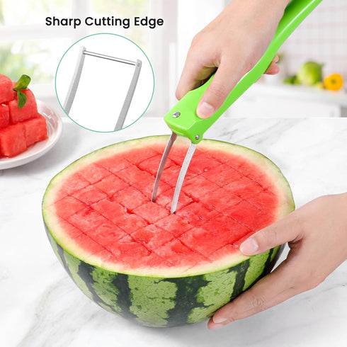 Premium Watermelon Cutter - 3 in 1 Watermelon Cutter Slicer Tool - Foldable Watermelon Slicer - Fruit Cutter for Kitchen Gadgets - Stainless Steel...
