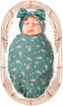 Baby Girl Newborn Swaddle Blanket Receiving Blanket with Headband Set Floral Nursery Swaddle Wrap(green)...