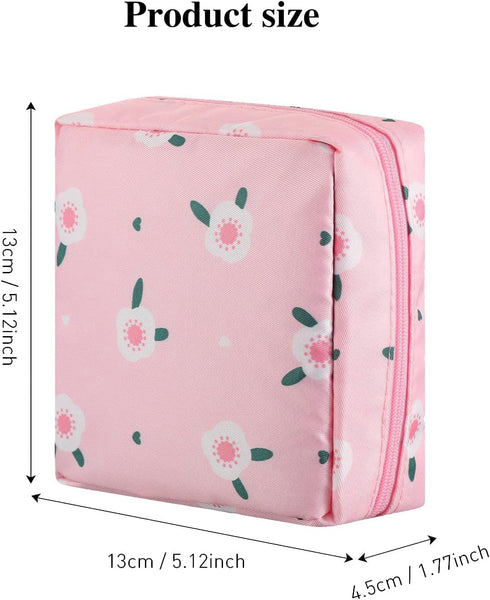 Sanitary Napkin Storage Bag, 2 Pcs Portable Period Bag Zipper Menstrual Pad Bag Reusable Menarche Packs for Women Ladies, First Period Kit for Tee...