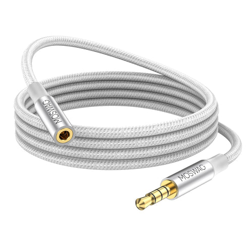 MOSWAG 3.5mm Male to Female Extension Cable with Microphone Stereo Audio Adapter Nylon Braided Compatible for Home/Car Stereos Smartphones Headpho...