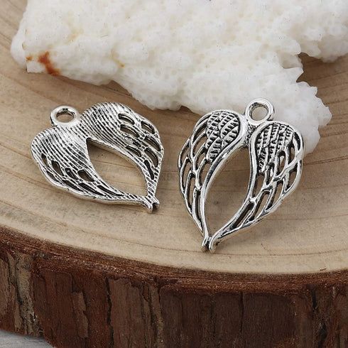 JGFinds Angel Wings Pendant Charm - 100 Pack (50 Silver, 50 Gold Toned) DIY Jewelry Making Supplies, Small 7/8 Inch Metal Wings for Bracelet, Neck...