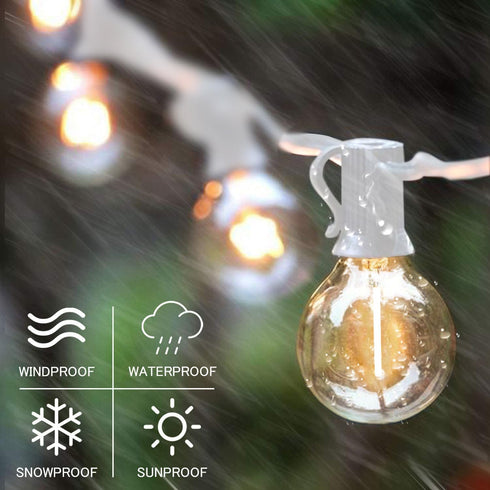 SUNTHIN Outdoor White String Lights, 27FT White Patio Lights with 14 G40 Shatterproof LED Bulbs(1 Spare), Waterproof Hanging Outside Lights for Ya...