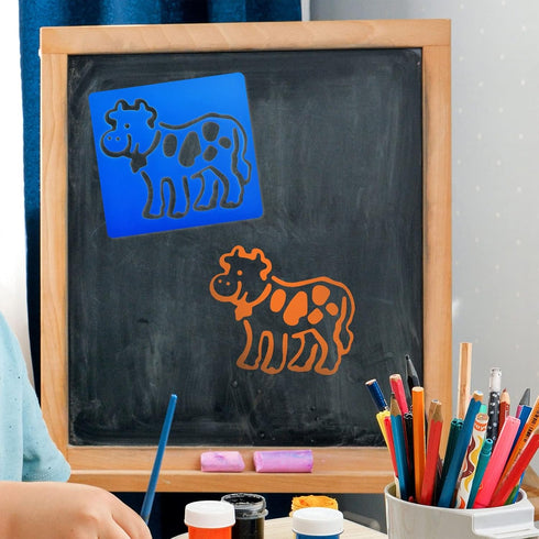 24 Pieces Stencils for Kids 5.9 x 5.5 Inches Drawing Stencils Chalk Stencils Large Washable Animal Themed Primary Shape Template for Kids Toddlers...