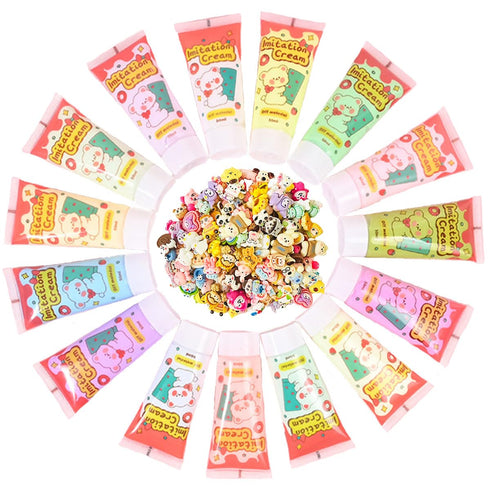 Simulation Imitation Cream Adhesive Gel DIY Fake Whipped Cake Cream Glue for Handmade Phone Case Mirror Jewelry Accessories Decoration with Nozzle...