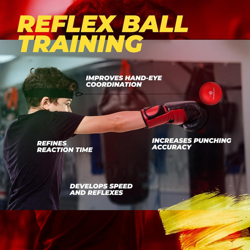Boxing Reflex Ball for Adults and Kids - React Reflex Balls on String with Headband, Carry Bag and Hand Wraps - Improve Hand Eye Coordination, Pun...