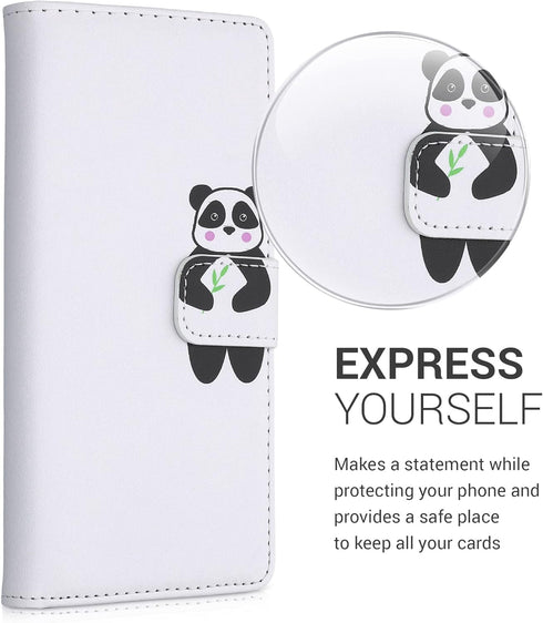 kwmobile Wallet Case Compatible with Google Pixel 4a Case for Phone - Wallet Panda Black/Green/White...
