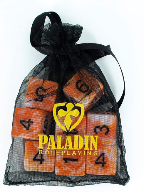 Orange and White Dice - 8 D6 Set - 'Troll Slayer'...