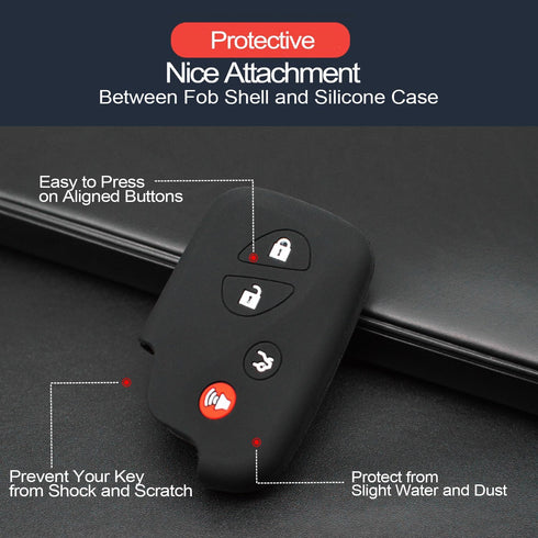 2pcs Compatible with Lexus GX460 GS350 GS450h ES350 IS250 IS350 CT200h LS460 LS600h LX570 RX350 RX450h Smart 4 Buttons Key Fob Cover Case Key Chai...