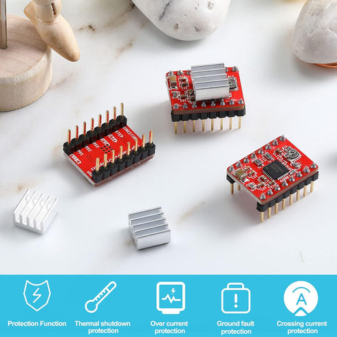 10 Pieces Stepper Motor Driver Module with Heat Sink Compatible with Stepstick Stepper A4988 3D Printer Reprap, CNC Machine or Robotics...