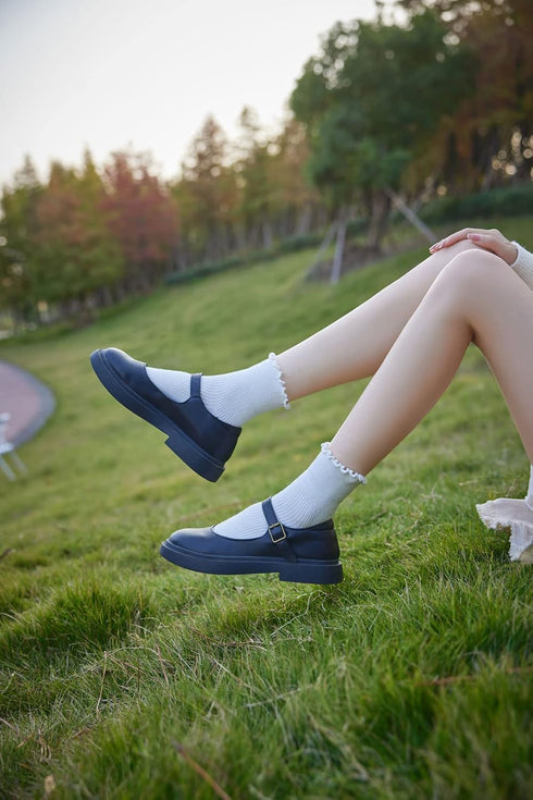 Cute Ruffle Ankle Socks for Women - Soft Cotton Knit Lettuce Low Cut Frilly Crew Socks...