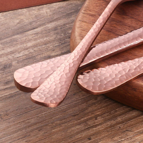 5-Piece Rose Gold Silverware Flatware Set Service for 1 Stainless Steel Cutlery Set Include Dinner Knife Table Fork Table Spoon Salad Fork Tea Spo...