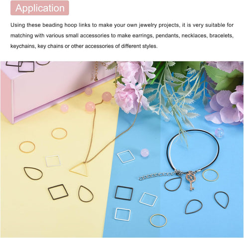 MECCANIXITY Round Earring Beading Hoop Rings, Circle Open Bezel Linking Ring 12mm/ 0.47" Silver Tone Earring Finding Link Ring for Jewelry Making,...