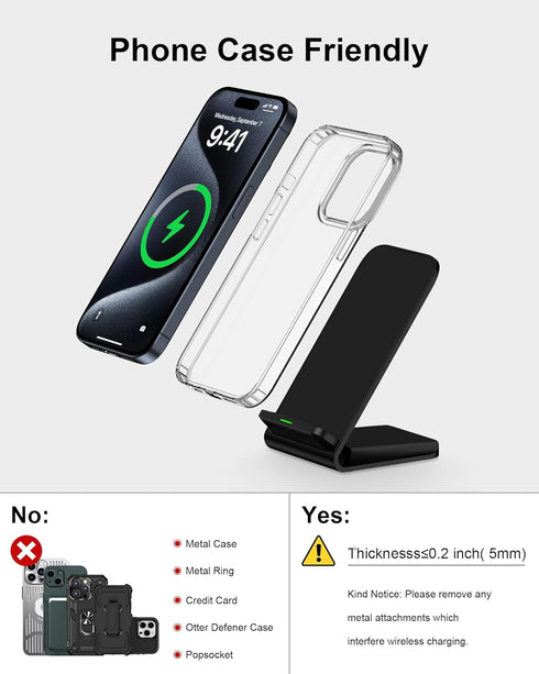 15w Anrdoid Wireless Charging Stand for Google Pixel 8 Pro 7 pro 7a 7 6 pro, QI Wireless Charger Station for Samsung Galaxy S24 S23 S22 Ultra Appl...