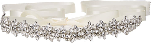 ULAPAN Rhinestone Bridal Belt Sashes for Women Dress, Diamond Wedding Belts Sash Ribbon for Bridesmaid Prom Gowns (Ivory)...
