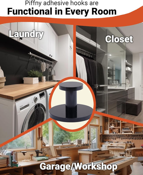 Round Adhesive Hooks for Hanging Towels, Clothes, Keys, and Robes in The Bathroom, Shower, Closet, Kitchen, and on Doors, Cabinets, and Countless ...