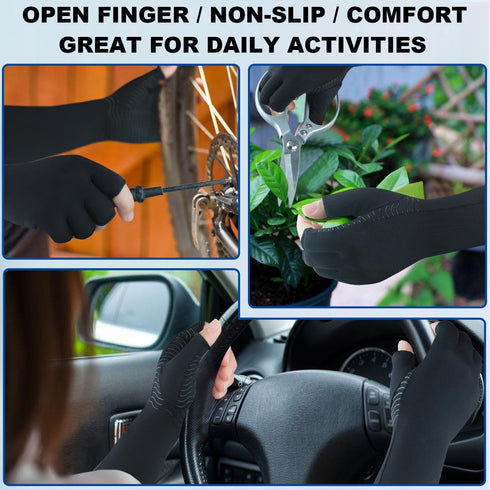 Copper Long Arthritis Gloves - Copper Infused Extra Long Fit Compression Glove for Women & Men Computer Typing, Carpal Tunnel and Support Wrist Ha...
