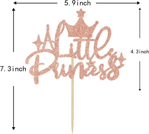 A Little Princess Cake Topper, Happy Birthday Cake Decor for Girls, Baby Shower/Gender Reveal Party Decoration Supplies, Rose Gold Glitter...