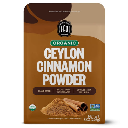 FGO Organic Ceylon Cinnamon Powder, 8oz Pure Sri Lanka Cinnamon for Spice & Seasoning, Great for Baking, Cooking, & Drinks, Additive Free, Non-GMO...