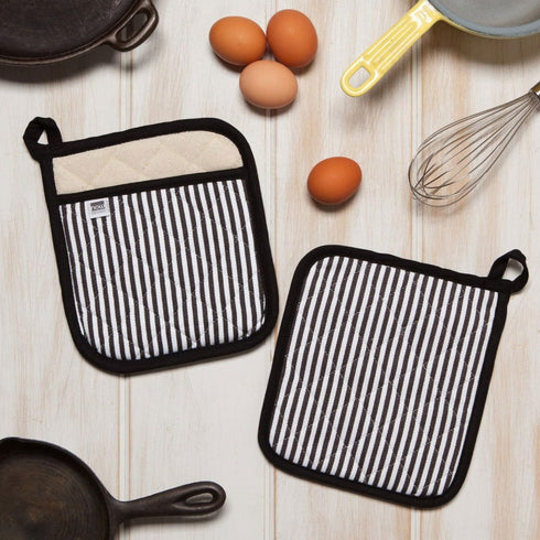Now Designs by Danica Superior Potholder | Narrow Stripe Black...