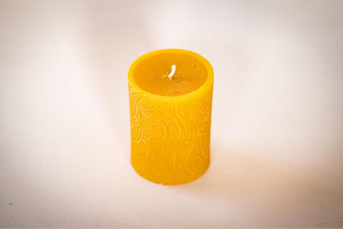 BeeTheLight Beeswax Pillar Candle - 100% Pure Bees Wax - Choose Your Size and Color - 24 Hour Burn Time - 2x3 - Unscented - Natural Light Honey Sc...