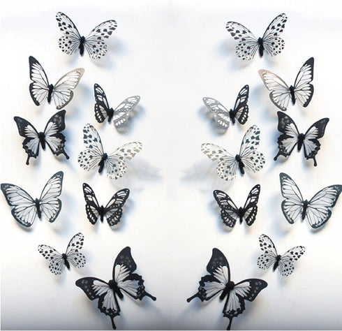 Butterfly Wall Stickers Decal, 36 PCS 3D Black and White Butterfly Stickers with Adhesive,Qyeaber Crystal Butterflies, Removable Art Mural for Bab...