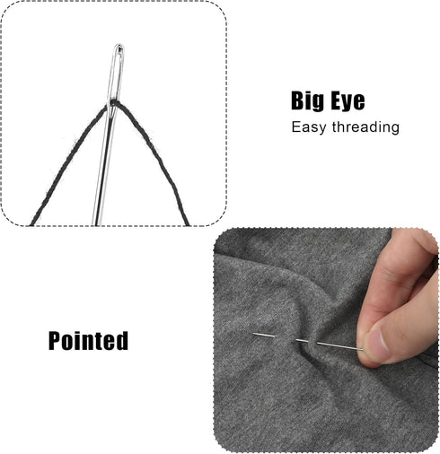 25pcs Large Eye Sewing Needles, 5 Sizes Tapestry Needle Embroidery Needles Yarn Needles Quilting Needles with Wooden Needle Case Stainless Steel W...