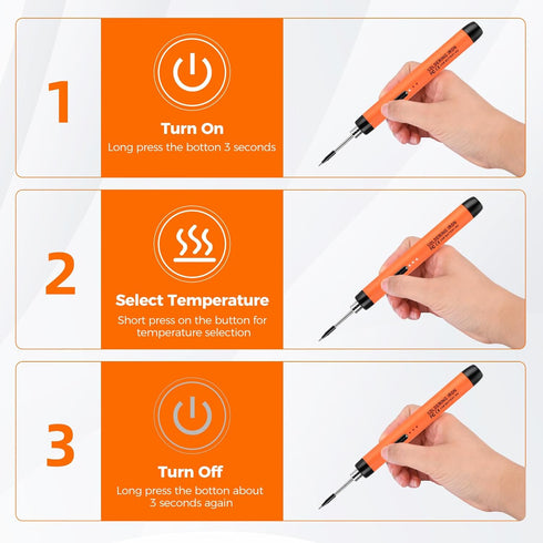 Mini Cordless Soldering Iron Kit, USB Rechargeable Portable Cordless Soldering Iron, 3 Temperature Adjustment Soldering Iron Tool Kit for Home App...