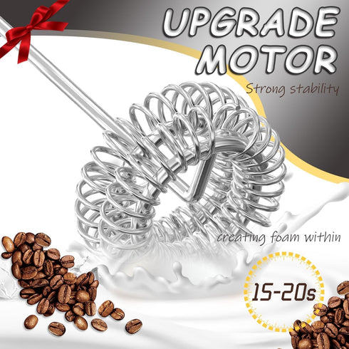 Handheld with Stainless Steel Stand USB-charging Foam Maker, DOUBLE WHISK Mini Blender and Electric Mixer Coffee Frother (Black)...